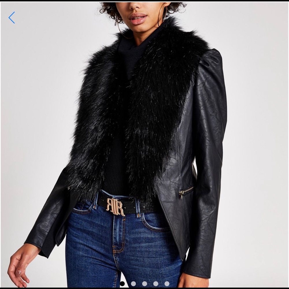 Riverisland faux fur puff sleeve jacket